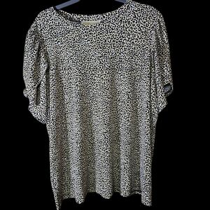 NWOT Michael Kors Black and Cream Animal Print Top
